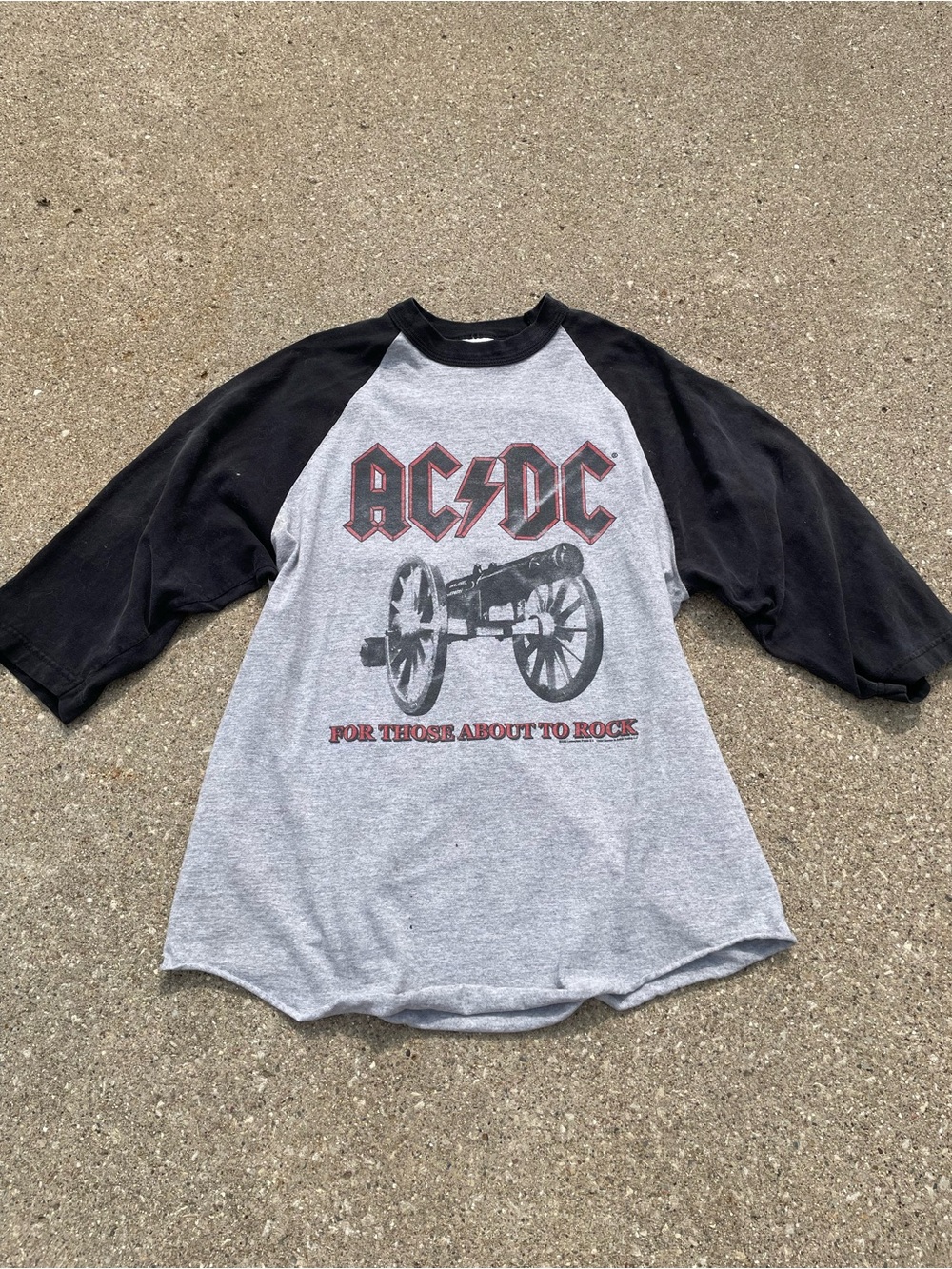 Alstyle Apparel & Activewear AC/DC Graphic Raglan Long Sleeve Gray Black Size